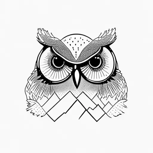 Owl With Mountains And Trees
