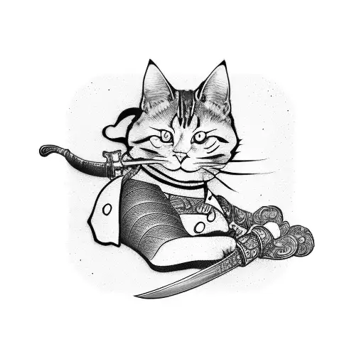 Samurai Cat With A Long Sword