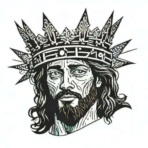 A Portrait Of Jesus Wearing A Basquiat Crown