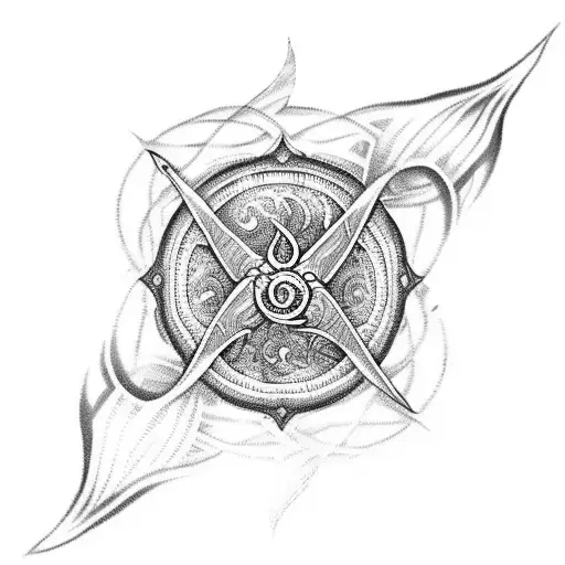 Trident With Ocean Waves