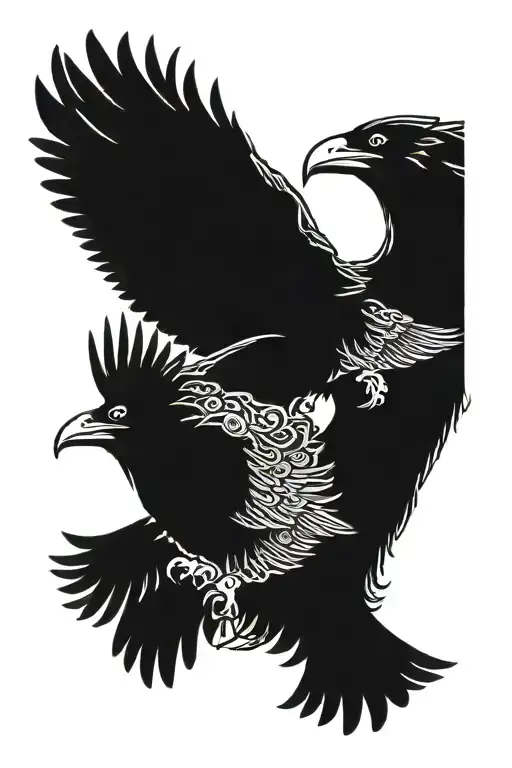 Ravens In Flight Out Of Viking Warrior