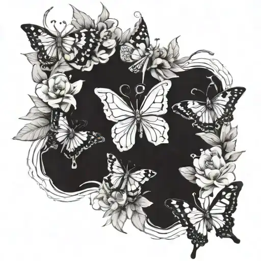 A Composition Of Withered Flowers And Falling Petals Giving Birth To New Butterflies