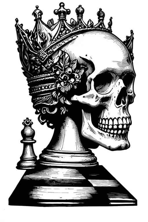 Queen Of Chess With Skull On Top