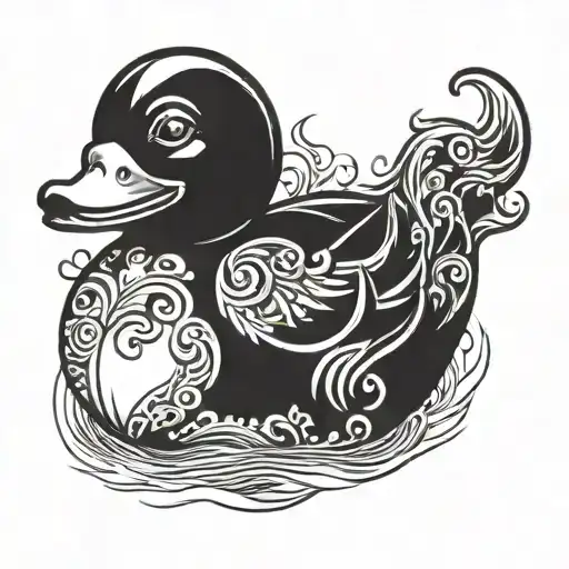 Black Devil Rubber Duck Sitting