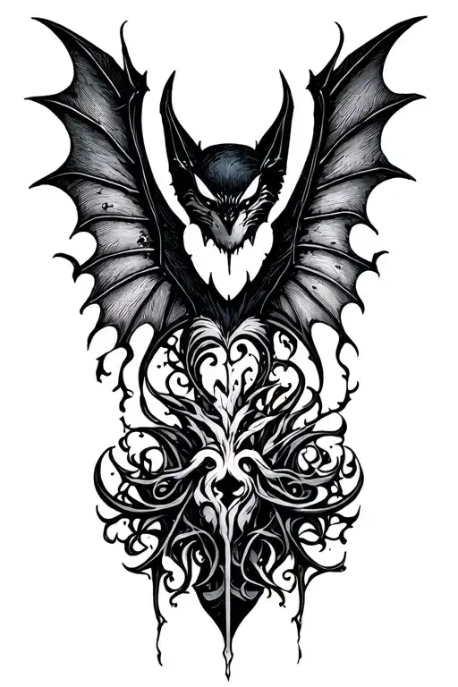 Symbol Along With Bat Wings