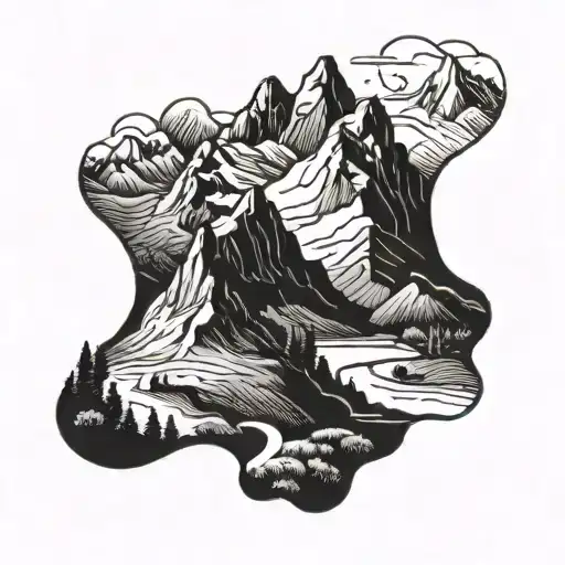 Mountain Landscape With A Trail Winding Through It