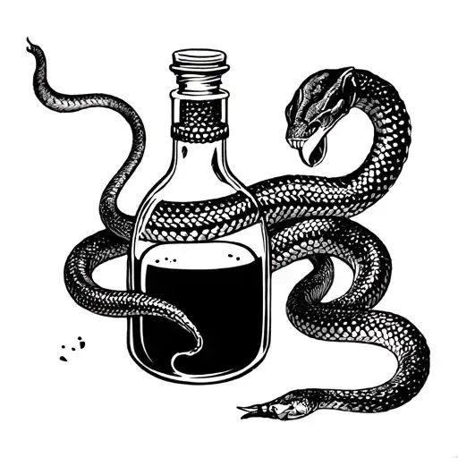 Rattle Snake With Poison Bottle