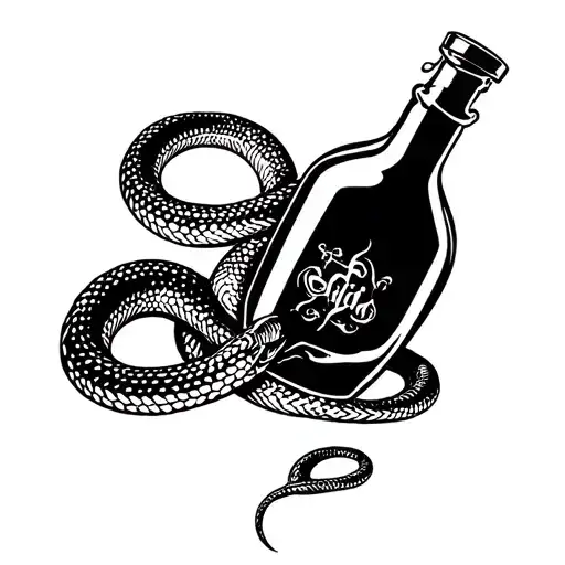 Rattle Snake With Poison Bottle
