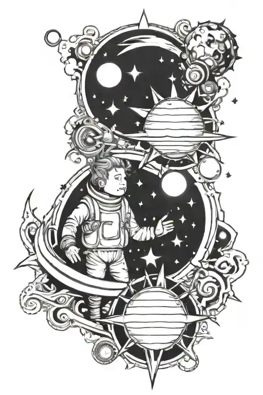 Space Sun Family Father Son