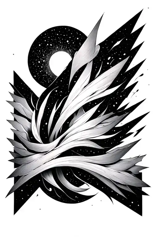 Shards Coming Together To Form Shards In A Flowy Fineline Celestial Concept In Black And Whit