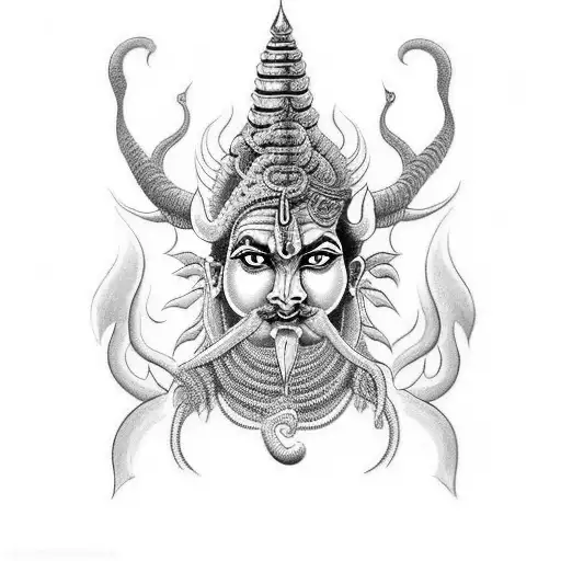 Lord Shiv With Trishul Snake And Damru