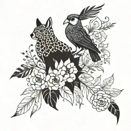 Floral Design Incorporating Animals Native