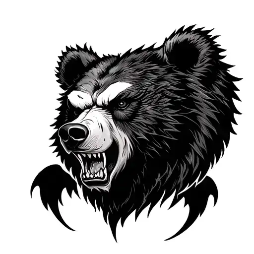 Gothic Angry Bear Head For Full Chest