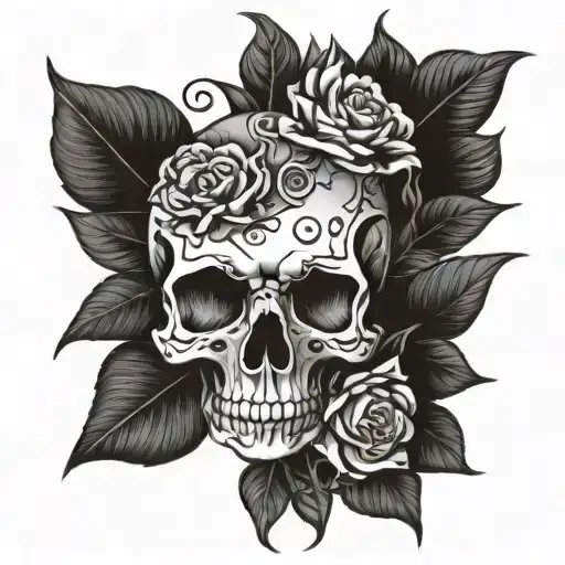 Floral Design Incorporating Skull