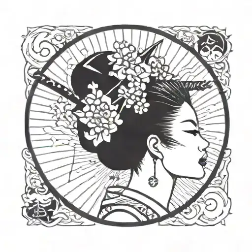 Geisha Round With Sword Piercing