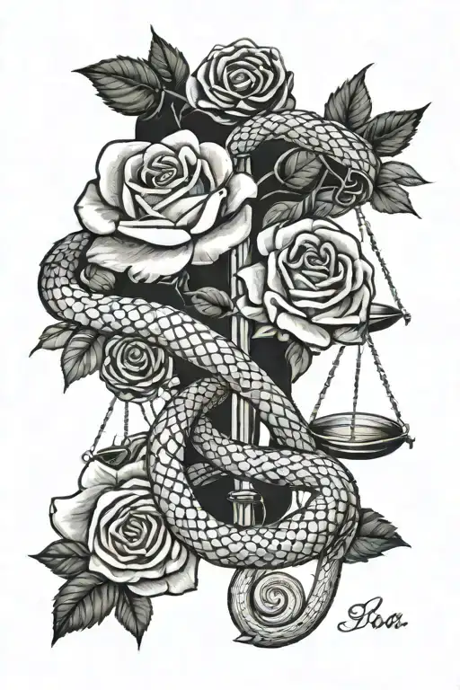 Libra Snake Scales With Roses