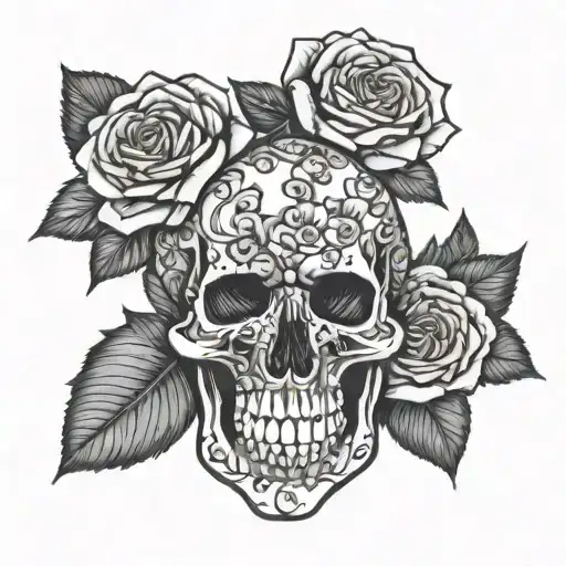 Skull Surrounded By Roses