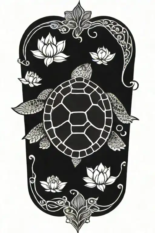 Sea Turtle With Lotus Flower Shell