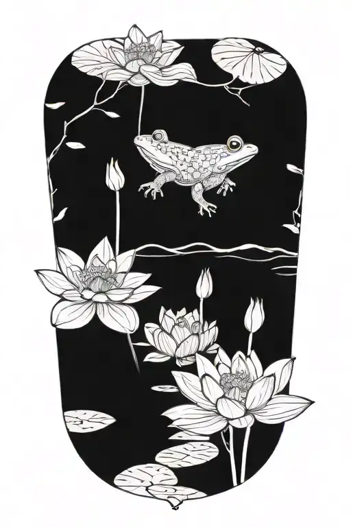 Lotus Flower Pond With Frogs