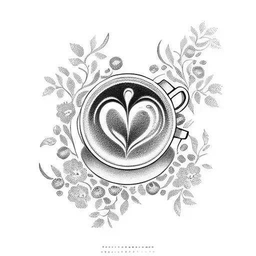 A Steaming Cup Of Coffee With A Delicate Floral Pattern Inside