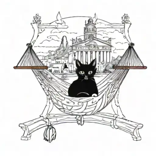 A Cat Lounging On A Hammock With A Backdrop Of Iconic Brazilian Landmarks
