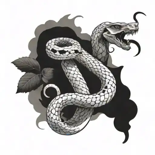 Create A Tattoo For A Man With A Snake Wrapped Around His Calf