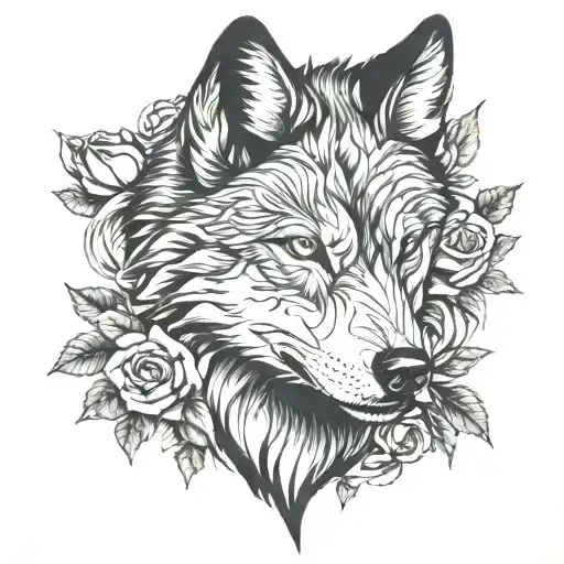 Wolf Blended By Roses