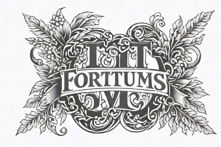 Fortes Fortuna Adiuvat Lettering With Laural Wreath