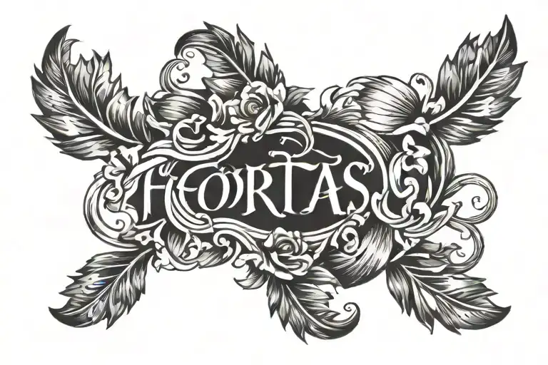 Fortes Fortuna Adiuvat Lettering With Laural Wreath Under It