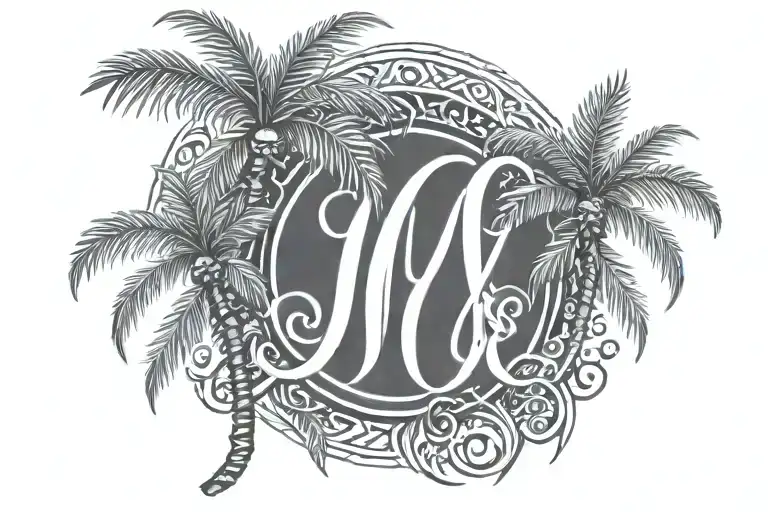 Monogram Wiggs With Palm Tree