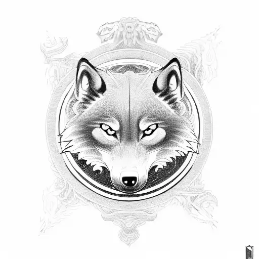 Ouroboros Around Yin Yang Wolf Heads