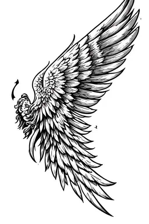 Angel Wing With Text Running Down Centre