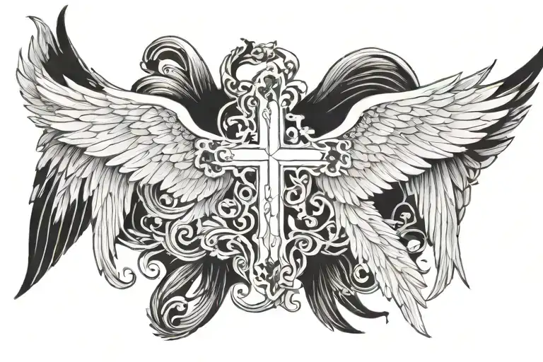 Cross And Angel Wings