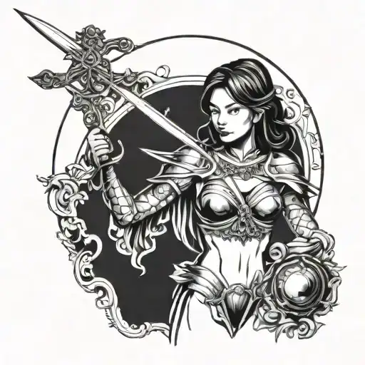 Woman With Sword And Scale Balanced