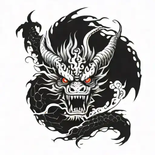 Evil One Piece Kaido Style Dragon With Big Claws And Surrounded By Fog