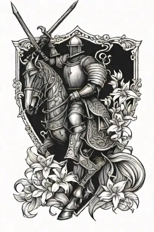 Medieval Knight Featuring Lily Flowers