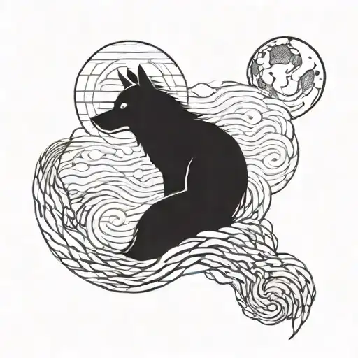 A Minecraft Inspired Tattoo Of A Wolf Howling At The Moon