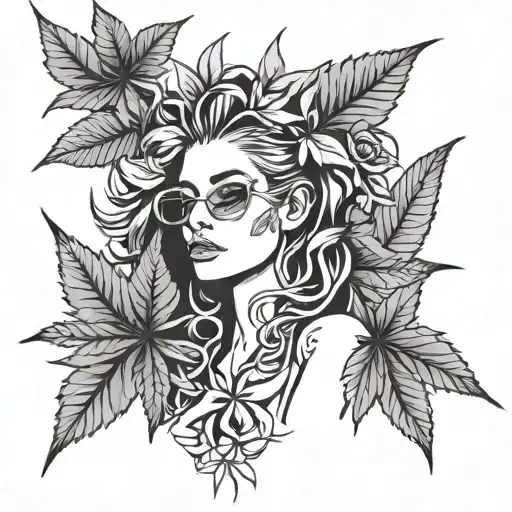 Tracie Lynne With Marijuanna Leaves In The B&t Hotel On The Beach