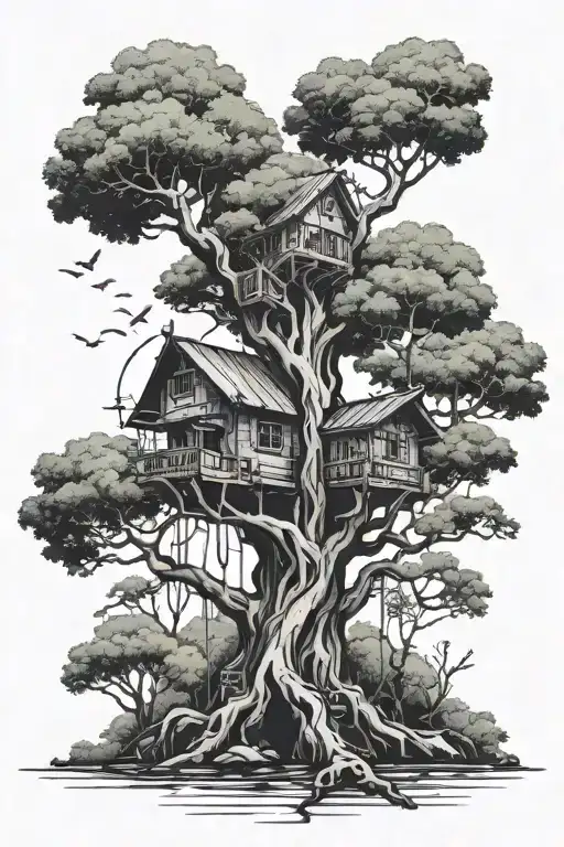 Kashyyyk Tree With Small Treehouse Nestled High