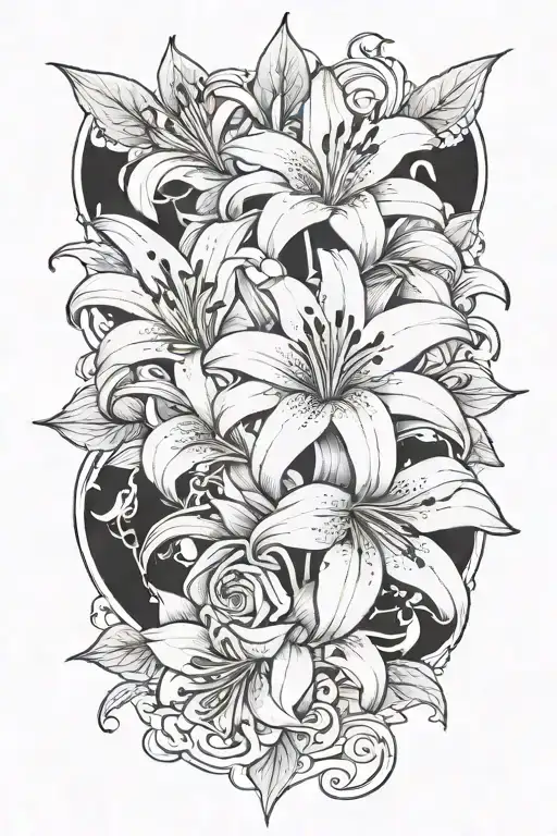 Unique Tattoo That Includes Lily Flowers