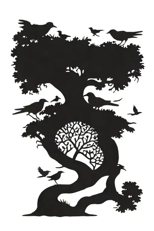 A Family Tree Intertwined With Various Birds Representing Each Family Member