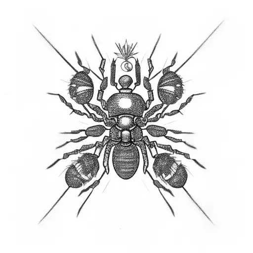 Black Spider With The Abdomen Being A Compass