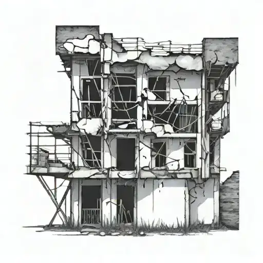 Modern Abandoned Building In Black And White