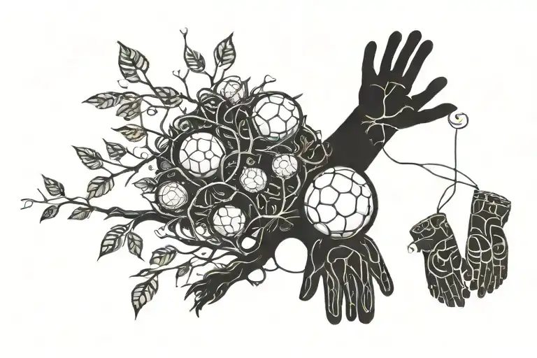 A Family Tree Intertwined With Handball Equipment Like Balls And Gloves