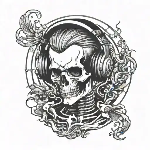 Skelett Hearing Music With Headphones