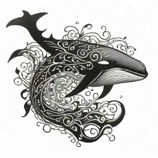 A Majestic Whale Swimming In A Sea Of Intricate Fishing Hooks