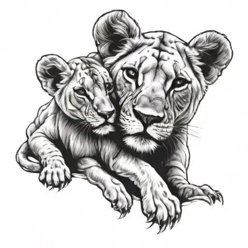 A Lioness Nurturing A Newborn Baby Girl In A Pride Setting