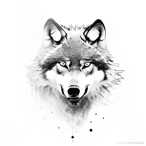 A Majestic Wolf Leading A Pack Of Three Cubs Through A Dense Forest