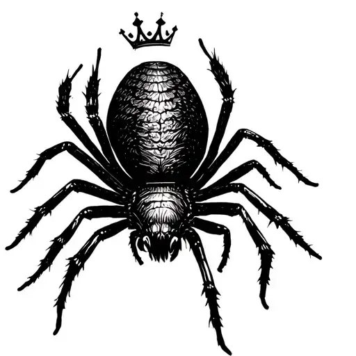 Black Widow Spider With A Little Crown On Its Head