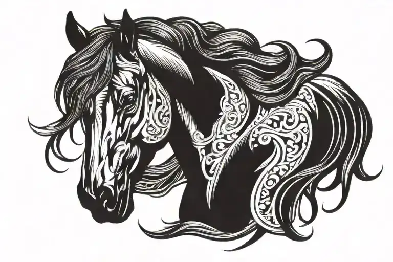 Horse Head With Flowing Mane